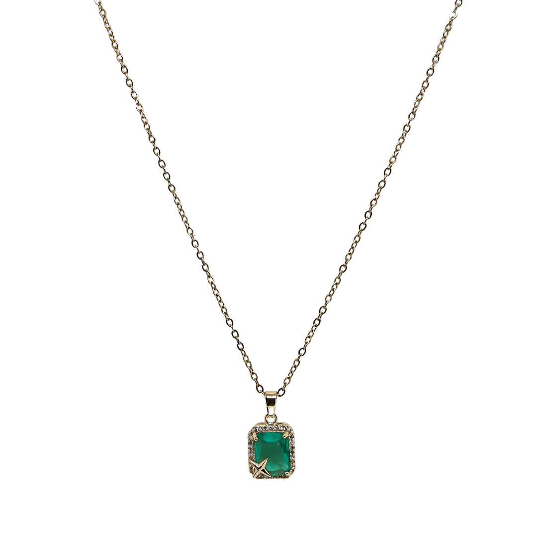 Green Square Stone Necklace