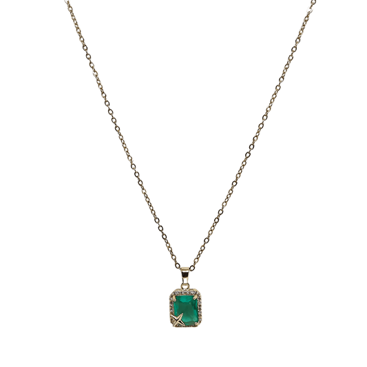 Green Square Stone Necklace