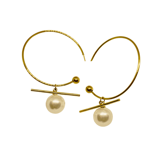Circular Pearl Hoops Earrings